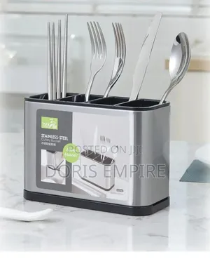 Stainless 4 Compartment Cutlery Rack With Drainer.