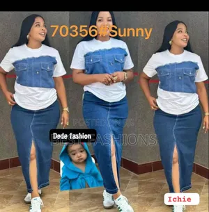Quality Ladies 2 Piece Jean Skirt and Top