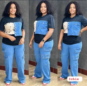 Trendy Ladies Blue Jeans 2 Piece Trousers