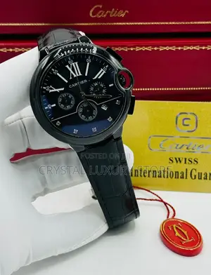 Cartier Quality Luxury Men Genuine Leather Wristwatch