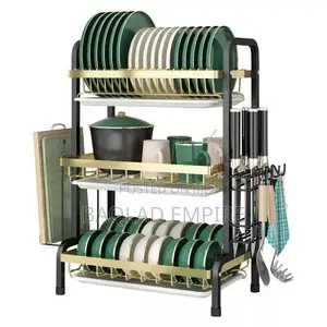 Gold and Black Multifunctional Dish Rack