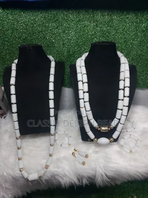 Couple's Set of White Beaded Necklace