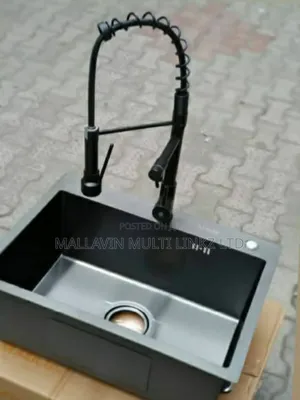 Black Kitchen Sinks With Spring Pulldown Sink Mixer