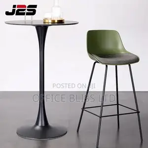 Strong Moulded Plastic Fabric Bar Stool With Metal Base
