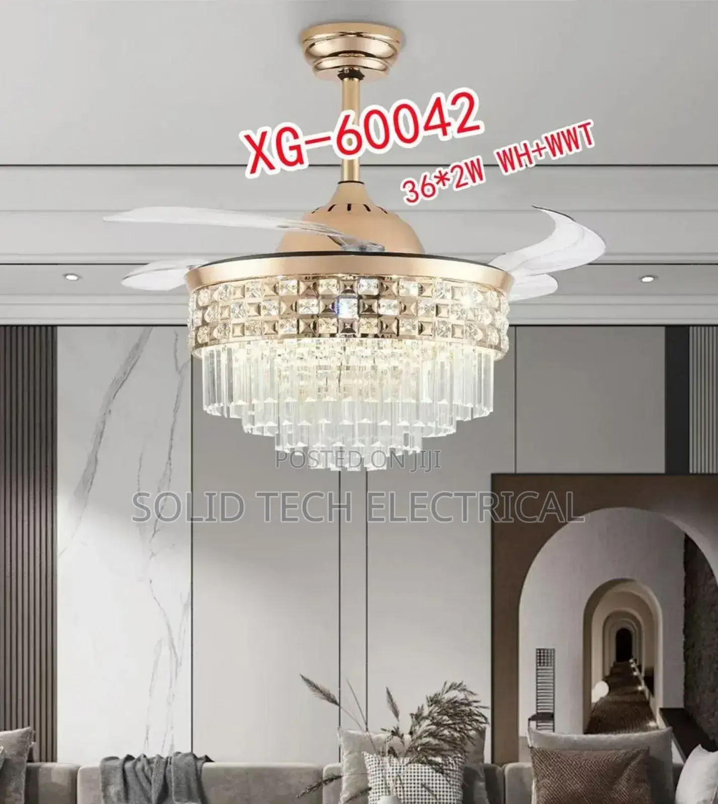 Crystal Chandelier With Fan