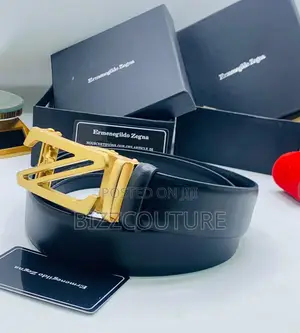 Original Ermenegildo Zegna Black Leather Belt Is Available