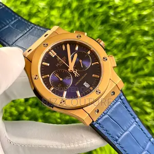 Original Hublot Chronograph Blue Leather Strap Watch