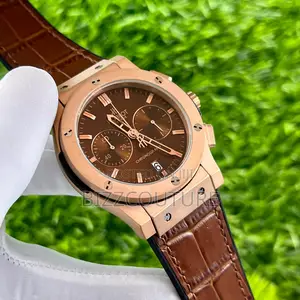 Original Hublot Chrongraph Brown Leather Strap Watch