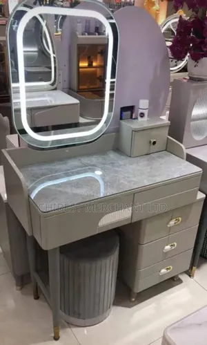 Dressing Console Mirror With Led Light and Stool