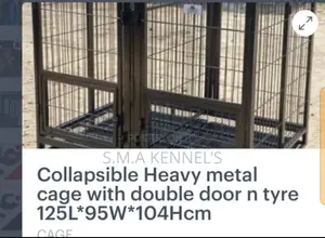 Pawxie Collapsible Heavy Metal Cage With Double Door Tyre