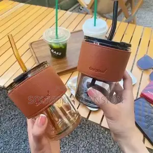 400ml Glass Cup With Straw