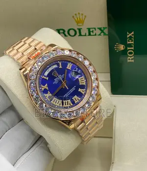 Original Rolex Oyster Blue Dail Gold Chain Watch in Store