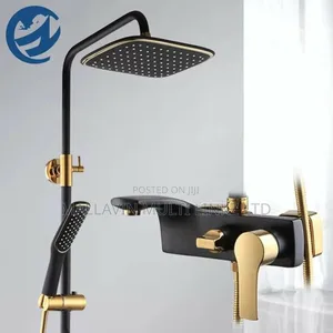 Bathroom Shower Set Black With Gold