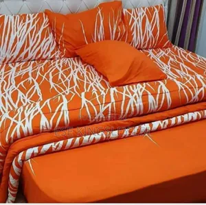 4x6complete Orange Duvet With Bedsheet and Pillow Cases
