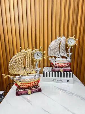 Bejeweled Ship Clock Decor