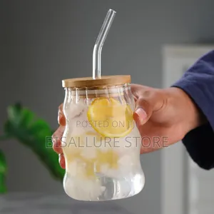 Wavy Design Glass Smoothie Cup