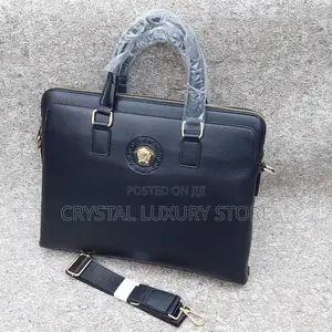 Versace Quality Luxury Men Genuine Leather Laptop Bag