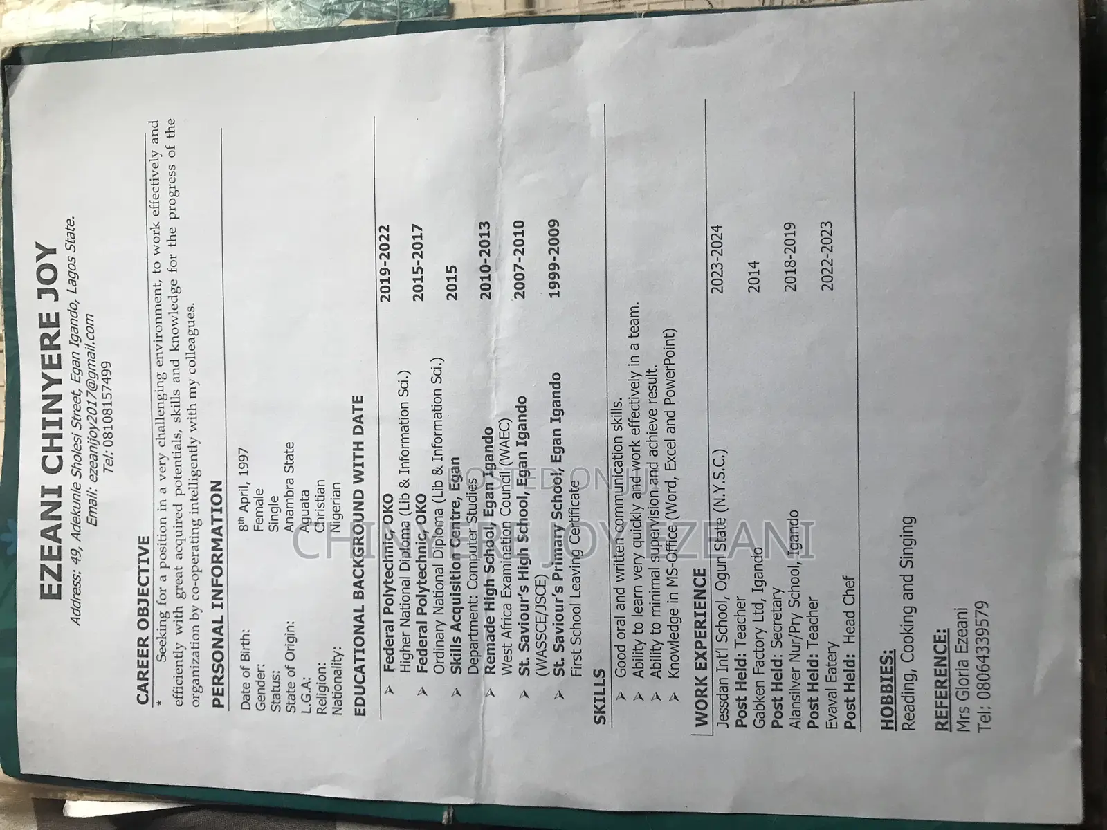 Manufacturing CV