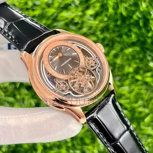 Original Hanboro Mechanical Black Leather Strap Watch