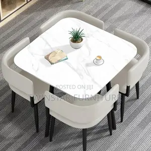 New Modern Marble Top 4 Seaters Dinning Table Set