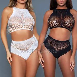 Lingerie Women Fishnet Two-Piece Suit Bra Panty