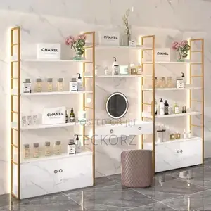 Luxury Golden Costmetic Product Display Stainless Steel Rack