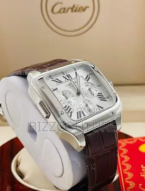 Original Cartier Chronograph Brown Leather Strap Watch