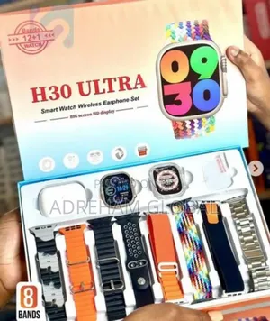 Ultra H30 Smart Watch 12in 1 Set With Wireless Earphones