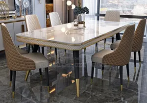 Executive Marble Dinning With Six Chairs