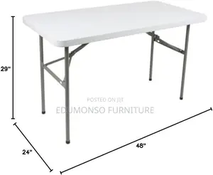 4 Feet Plastic Table With Foldable Metal Legs