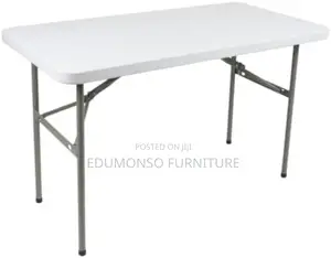 4 Feet Plastic Table With Foldable Metal Legs