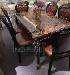 Quality Marble Top Dining With Leather Seat