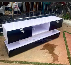 White and Black TV Shelf With 2drawer