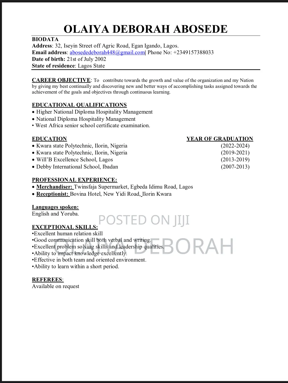 Customer Care Representative
