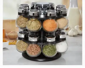 Revolving Spice Rack With 16 Glass Jars