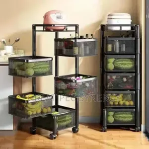 Square Rotating Basket for Fruits and Vegetables - 5 Layers