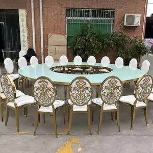 Luxury Royal Marble Top Stainless Steel Base Dining Table