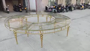 Transparent Table Top and Gold Stainless Steel Legs Table