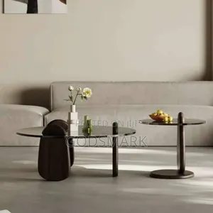 Glass Center Table and Side Stool for Living Room.