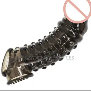Spiking Penis Sleeve Extender Reusable Pleasure Condom-Black