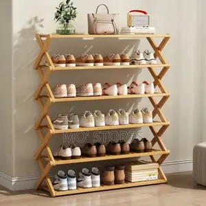 6 Layers Foldable Bamboo Shoe Rack