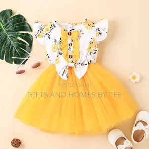 Girls Flowery Short Sleeve Dress