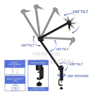 Quality Mic Arm, Adjustable Microphone Boom Stand Desk Mount