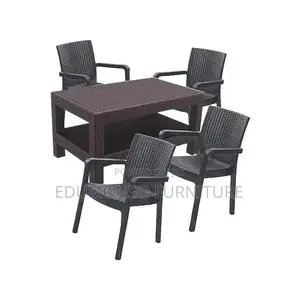 Plastic Backet Table and 4 Pieces of Basket Chairs