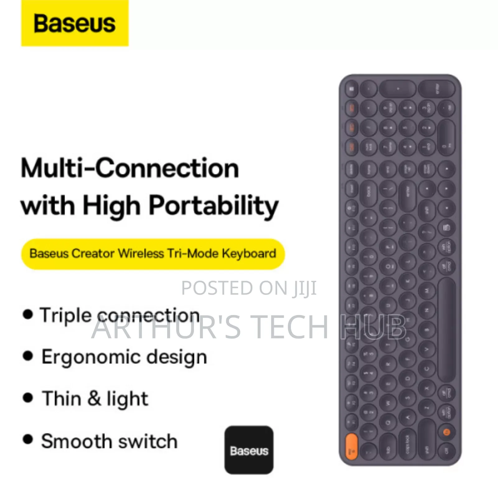 Baseus K01B Wireless Bluetooth Tri-Mode Keyboard - Grey