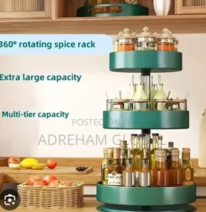 3 Layers 3600 Rotating Spice , Fruit Storage Rack