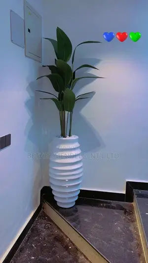Combo of Artificial Plant and Fiberglass Flower Pot