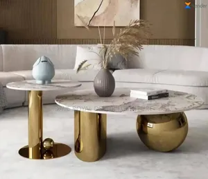 Quality Gold Color Marble Top Center Table