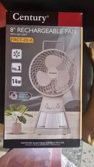 Century 8" Rechargeable Table/Desk Fan With LED Light