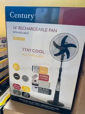 Century 16" Rechargeable Standing Fan With LED Light